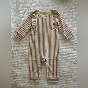 Pehr Ruffle Romper (Stripes Away Peony)